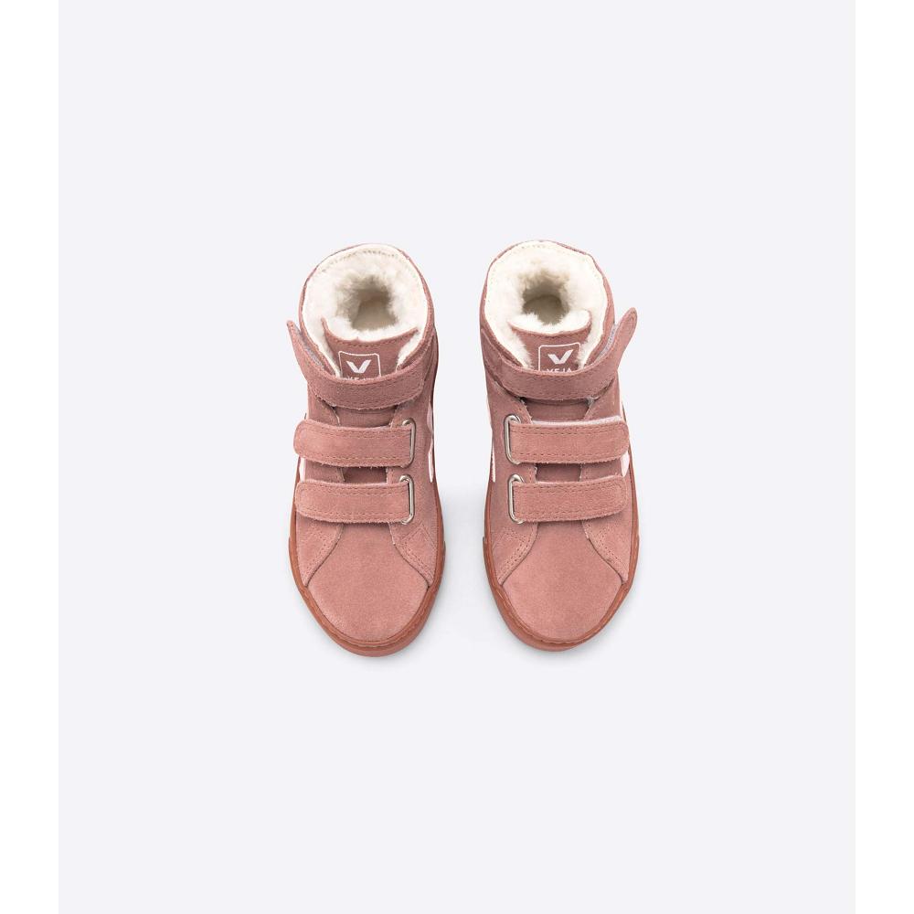 Pink Kids' Veja ESPLAR MID FURED SUEDE High Tops | AU 688QMA